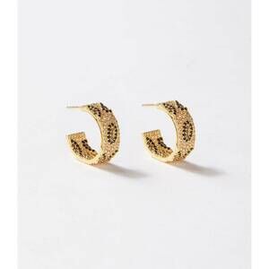 NEW NATIVE GEM leopard crystal hoop earrings in gold